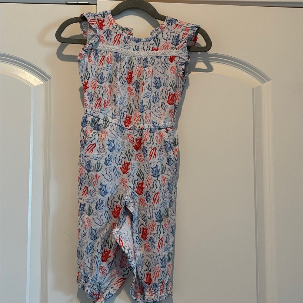 Gymboree Floral Kids One Piece - Red and Blue